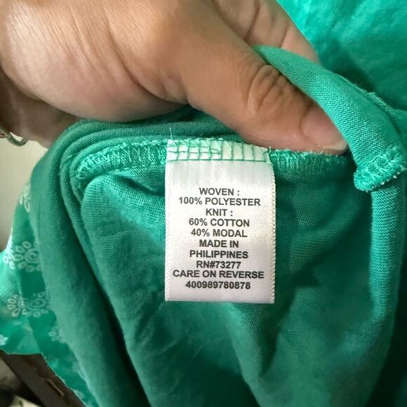 Elle Teal Green Floral Ruffle Printed Tank Top Size XL - Picture 7 of 8